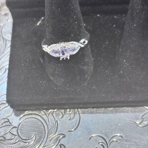 Elegant 10k white gold and tanzanite Women's Ring